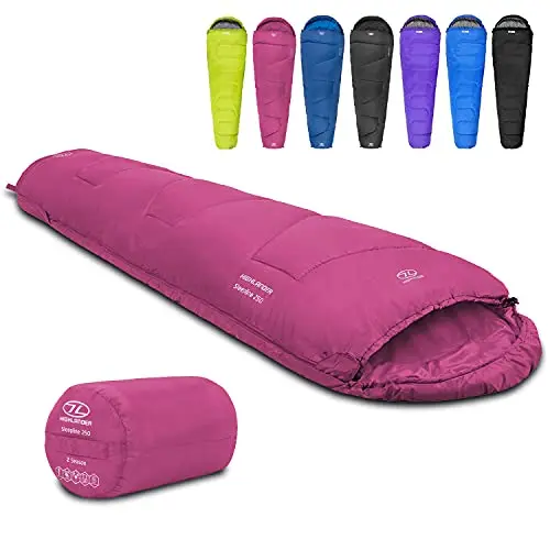 Highlander Sleepline 250 Mummy Saco de Dormir Rosa - Tipo Momia para Primavera y Verano
