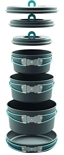 Highlander Vertex Family Cookset - Set de Cocina 8 Piezas para Camping y Aire Libre