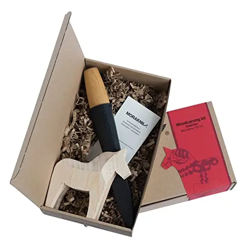 Kit de Tallado Morakniv Dalahorse - Cuchillo 120 (C) + Caballo de Dala de Pino