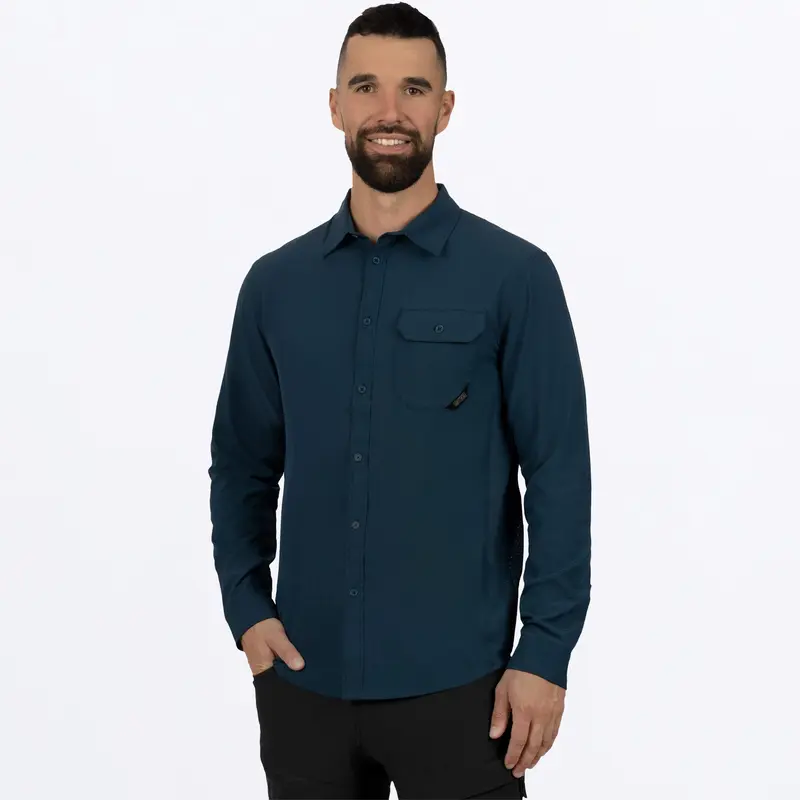 M BREEZE PERFORMANCE UPF L/S SHIRT 23-DARK STEEL
