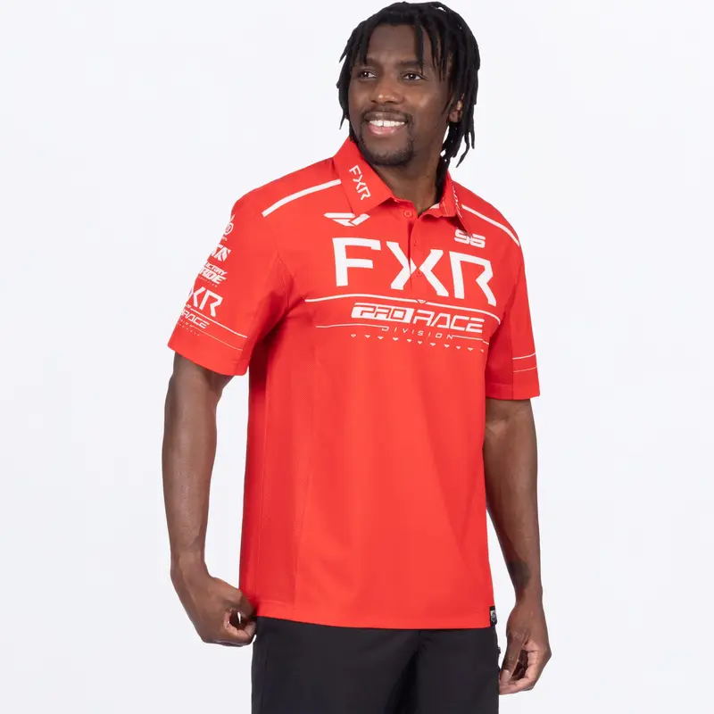 M RACE DIV PERFORMANCE UPF POLO SHIRT 25-RED/WHITE