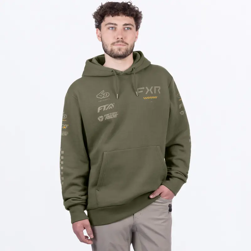M STACK COTTON PULLOVER HOODIE 26-MOSS/STONE