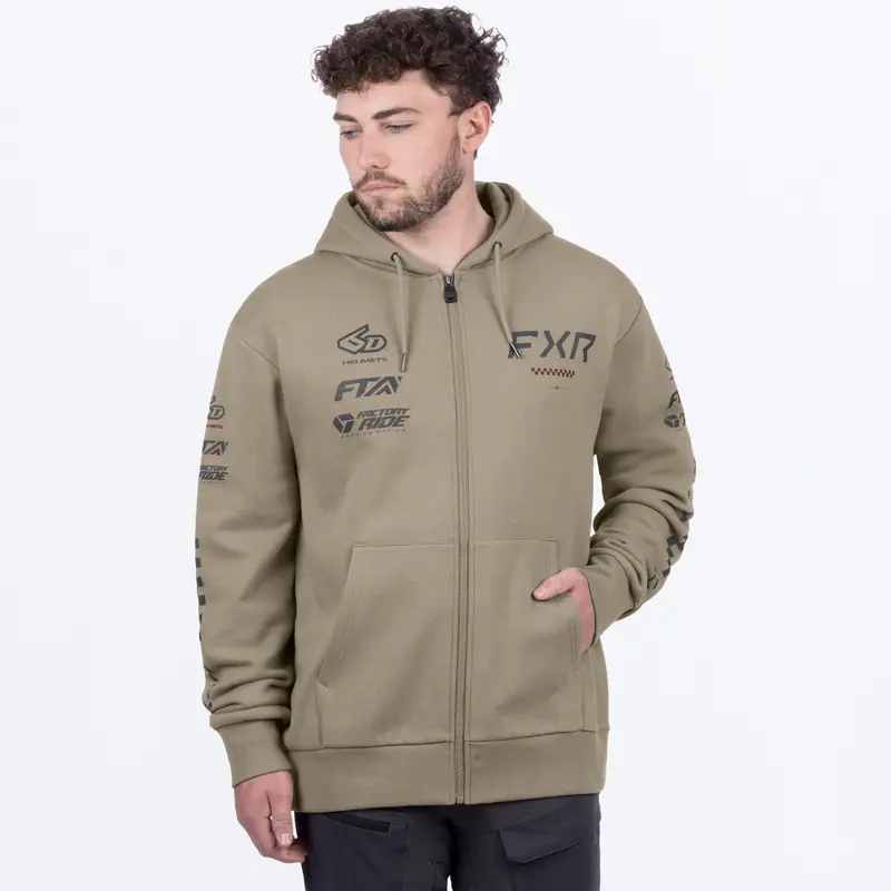M STACK COTTON ZIP UP HOODIE 26-STONE/CHAR