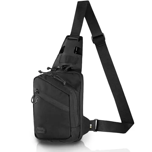 M-Tac Elite Tactical Sling Bag for Men - Crossbody Bag - Concealed Carry Chest Bag - Black Sling Backpack