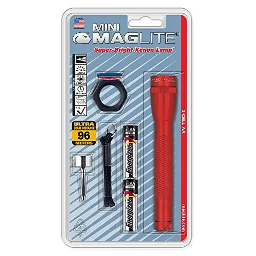 Maglite Mini Mag - Linterna de Acampada y Senderismo Roja