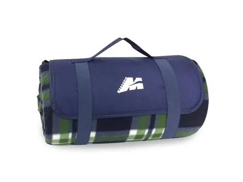 Marsupio Manta de Picnic de Franela con Fondo Impermeable, Azul, 32 x 16 x 16 cm