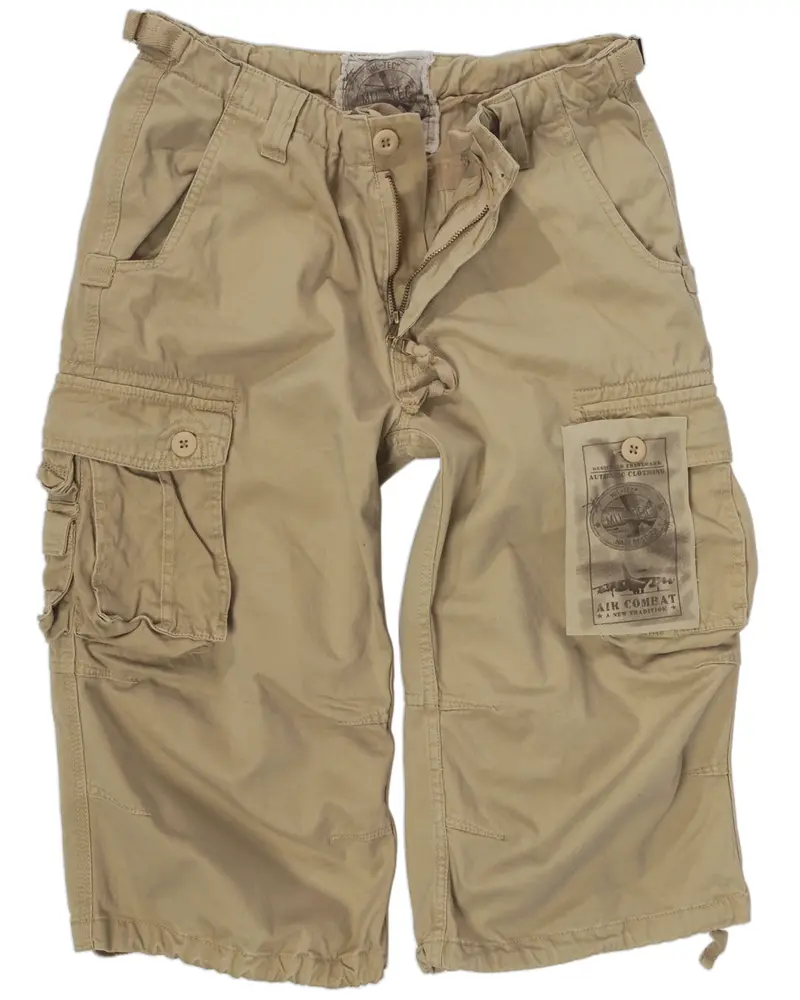 Mil-Tec Air Combat Pantalones 3/4 Prewash Khaki - Pantalón Táctico Corto