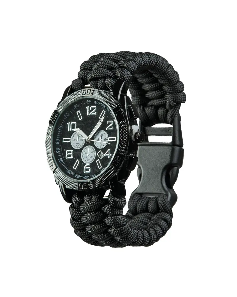 Mil-Tec Army UHR Paracord Schwarz - Reloj Militar Táctico Negro con Correa Paracord