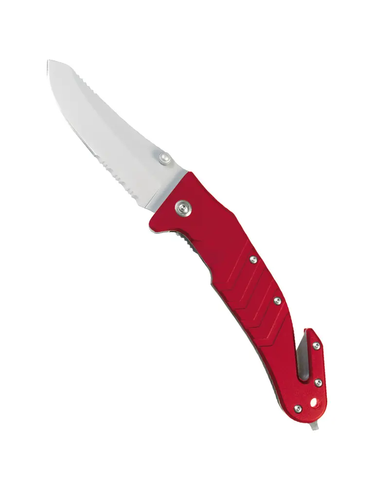 Mil-Tec Automesser M.Clip Rot - Navaja Táctica de Rescate Roja