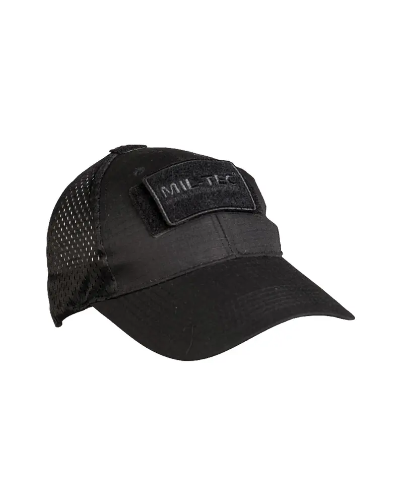 Mil-Tec Baseball Cap Netz Schwarz - Gorra Táctica con Malla Transpirable Negro