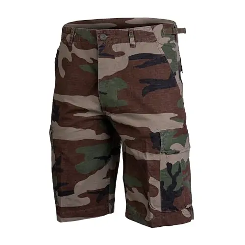 Mil-Tec Bermudas Hombre Camuflaje Woodland XL - Pantalón Corto Militar Táctico