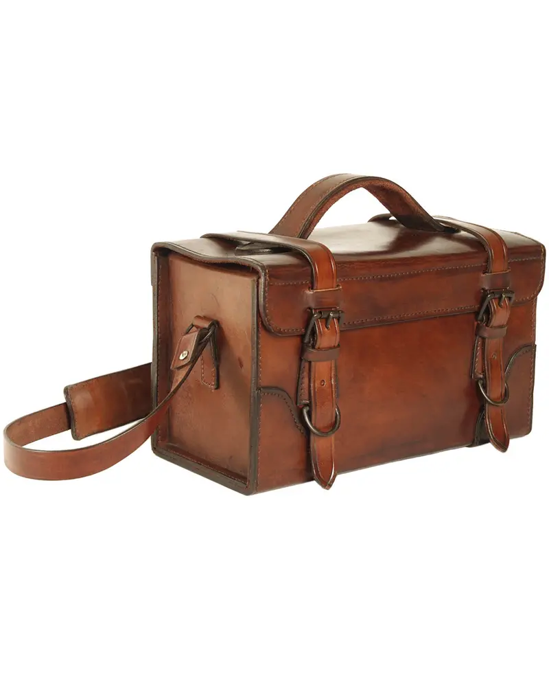 Mil-Tec Bolsa de Cuero Marrón con Correa Ajustable - Estilo Militar