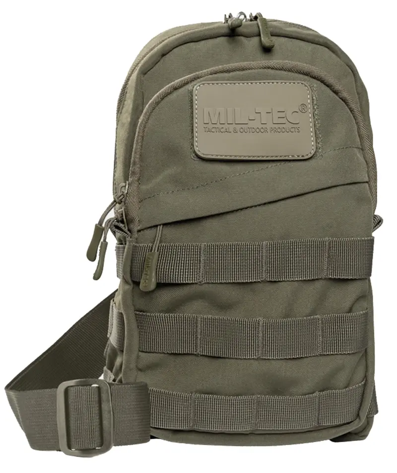 Mil-Tec Bolso bandolera para hombre • Bolso bandolera con sistema Molle • Bolsa táctica Molle • Bolso bandolera para exterior, senderismo, viajes, uso diario • Bolso bandolera, verde oliva, 30x18x11