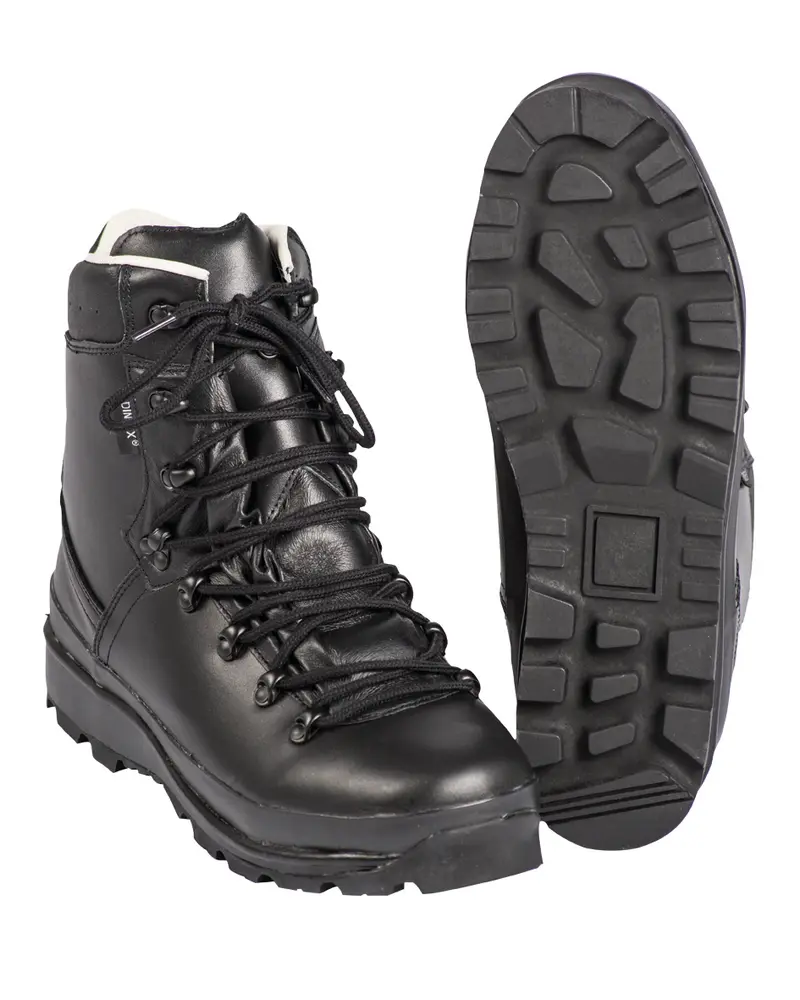 Mil-Tec Botas de Montaña Militares con Suela Laminada Negras - Calzado Táctico Resistente