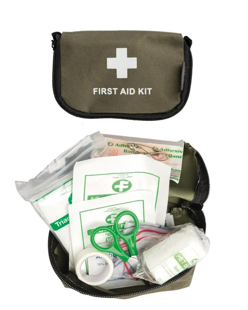 Mil-Tec Botiquín de Primeros Auxilios Compacto Oliva - Kit Emergencias Ultraligero