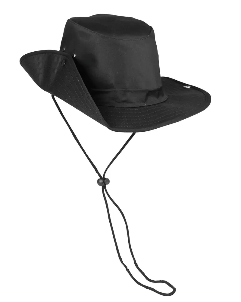 Mil-Tec Bush Hat Táctico Negro con Corchetes - Sombrero Militar Outdoor