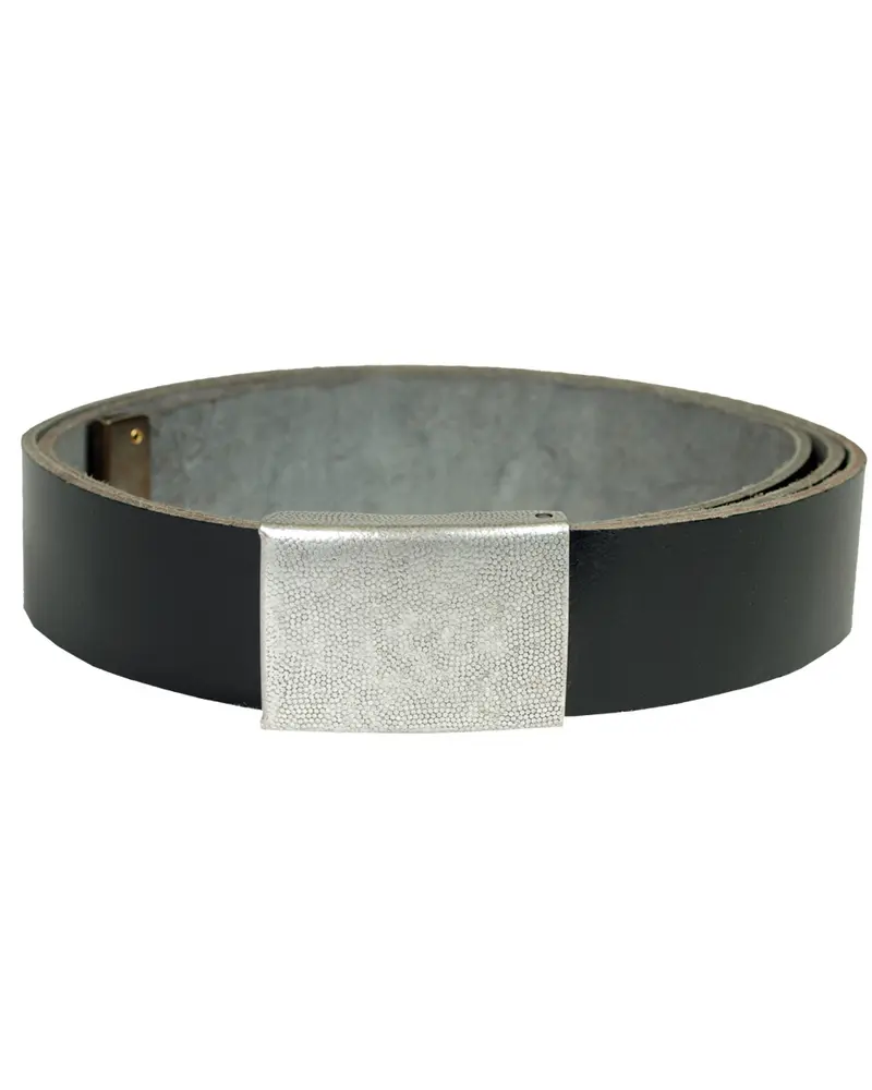 Mil-Tec BW Cinturón de Cuero Negro - Estilo Militar Premium