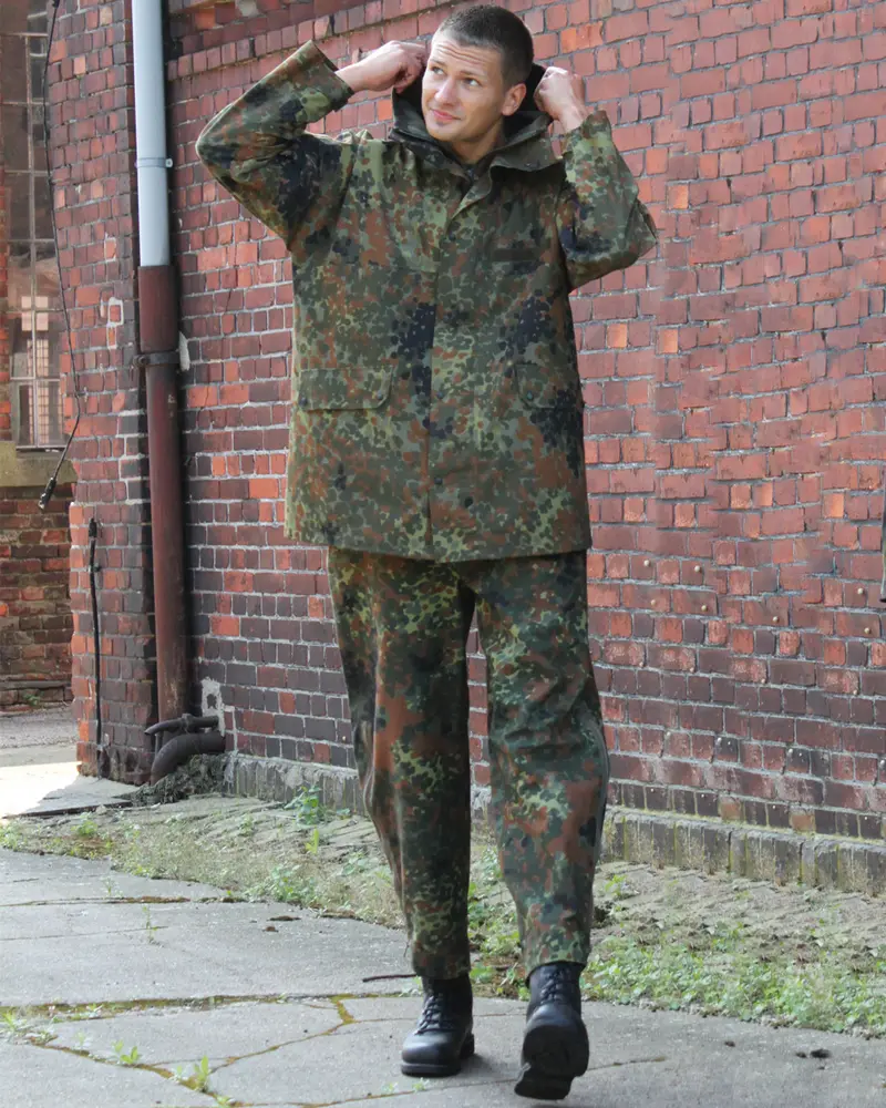 Mil-Tec BW Hose Nässeschutz Flecktarn - Pantalón Impermeable Militar Camuflaje