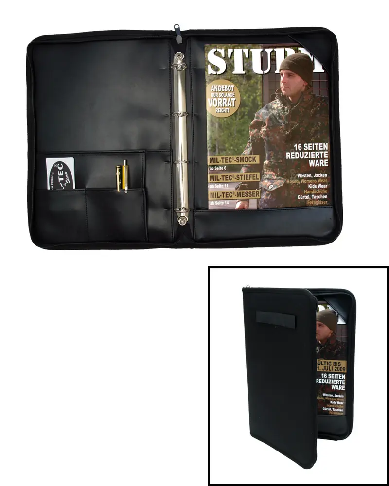 Mil-Tec BW Kommandeurs-Mappe DIN A4 Negro - Carpeta Militar Profesional
