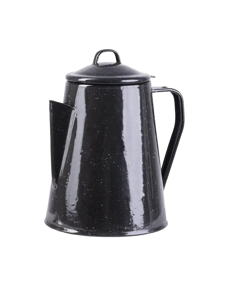 Mil-Tec Cafetera Esmaltada con Percolador 12 Tazas Negro - Estilo Vintage para Camping