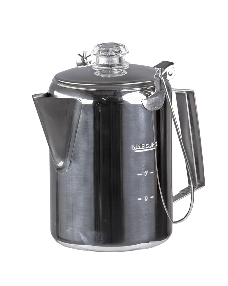 Mil-Tec Cafetera Percoladora de Acero Inoxidable 9 Tazas - Sistema Tradicional