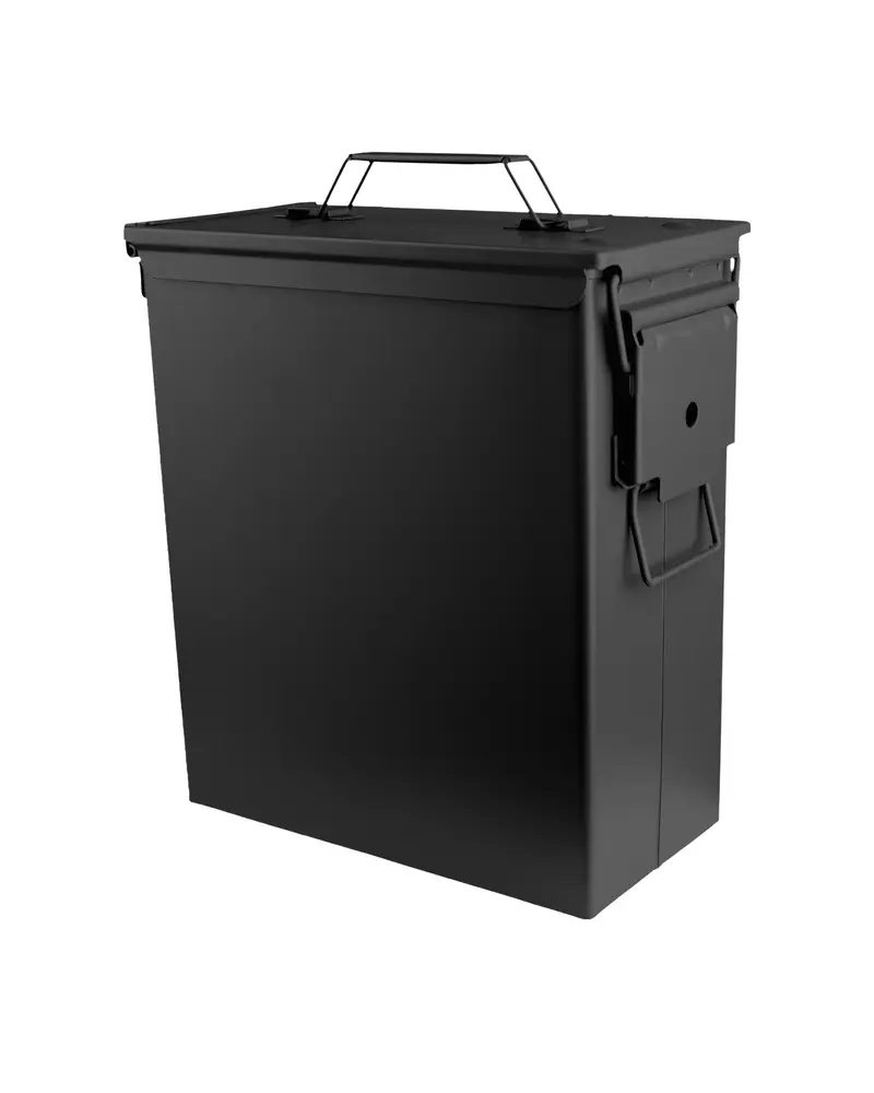 Mil-Tec Caja Munición Militar M9 Cal.50 Acero Negro - Caja Metálica Resistente Estilo Militar