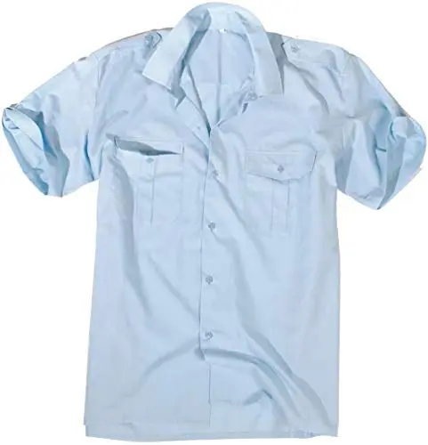 Mil-Tec Camisa de Servicio Manga Corta Azul Claro - Estilo Militar Profesional