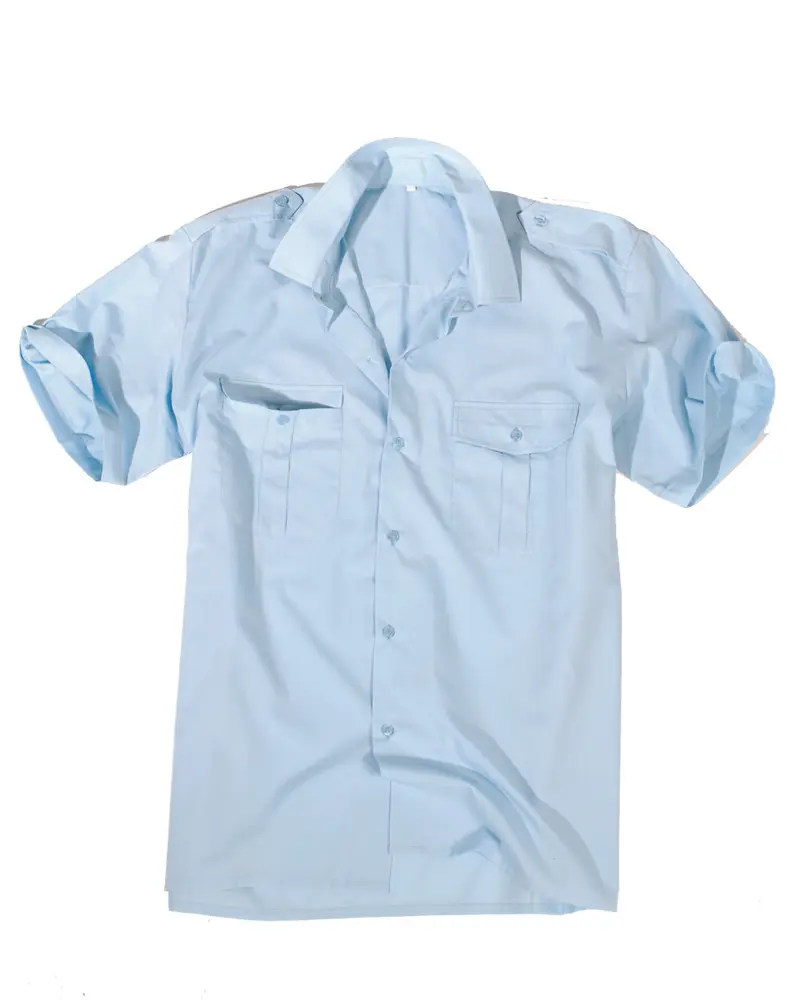 Mil-Tec Camisa de Servicio Manga Corta Azul Claro - Estilo Militar Profesional