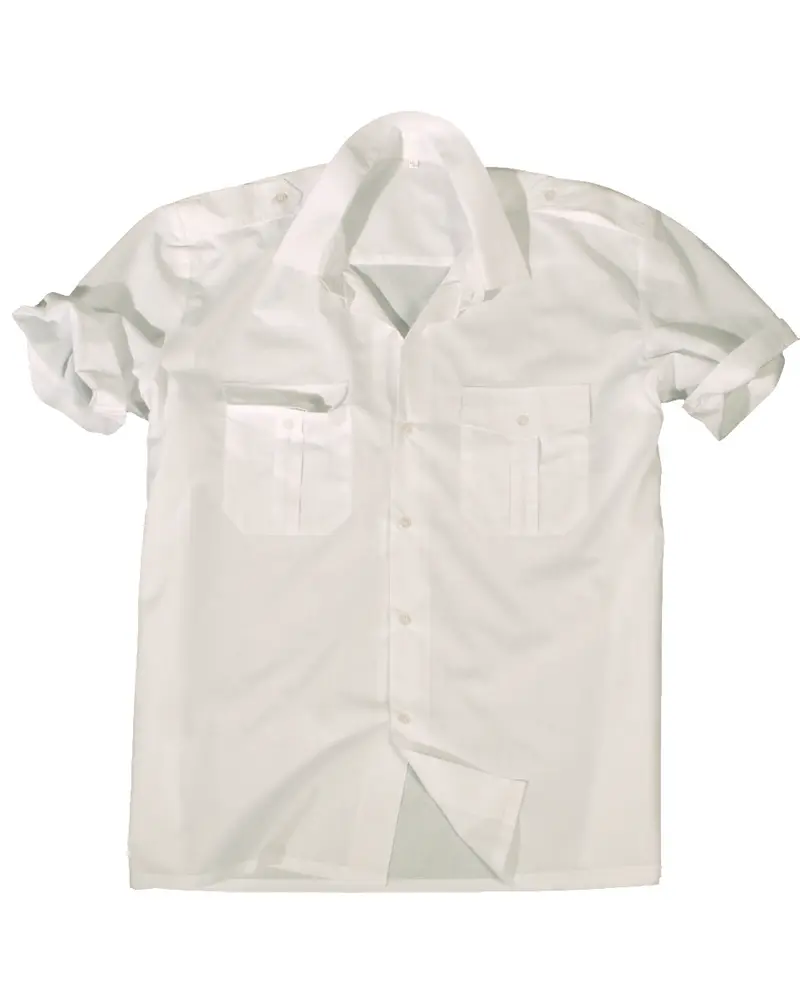 Mil-Tec Camisa de Servicio Manga Corta Blanca - Ropa Profesional Algodón Poliéster