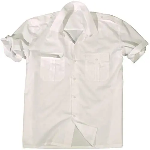Mil-Tec Camisa de Servicio Manga Corta Blanca - Tejido Técnico Transpirable
