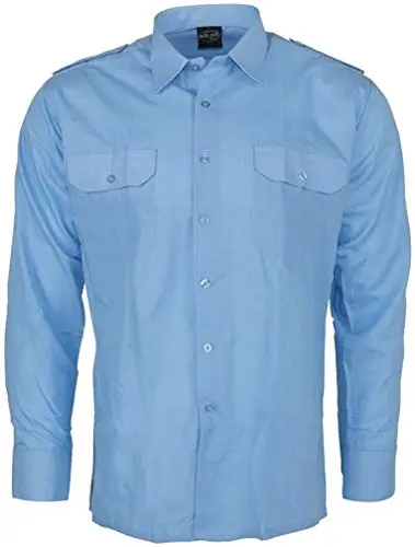 Mil-Tec Camisa de Servicio Manga Larga Azul Claro - Estilo Militar Profesional