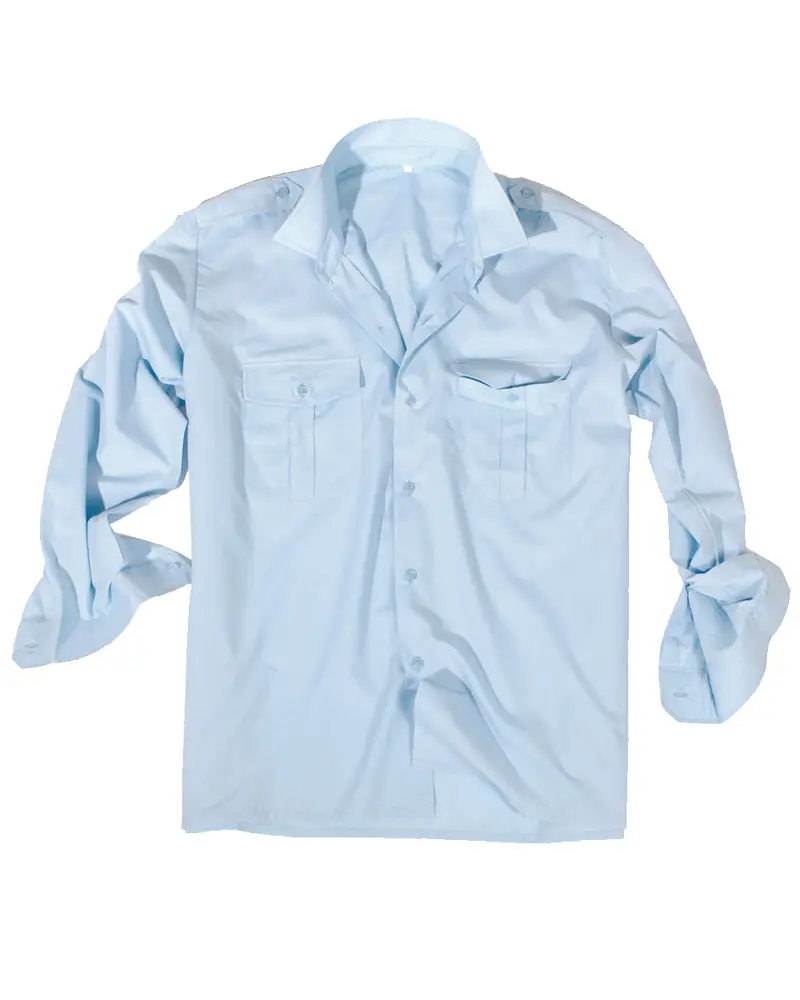 Mil-Tec Camisa de Servicio Manga Larga Azul Claro - Estilo Militar Profesional