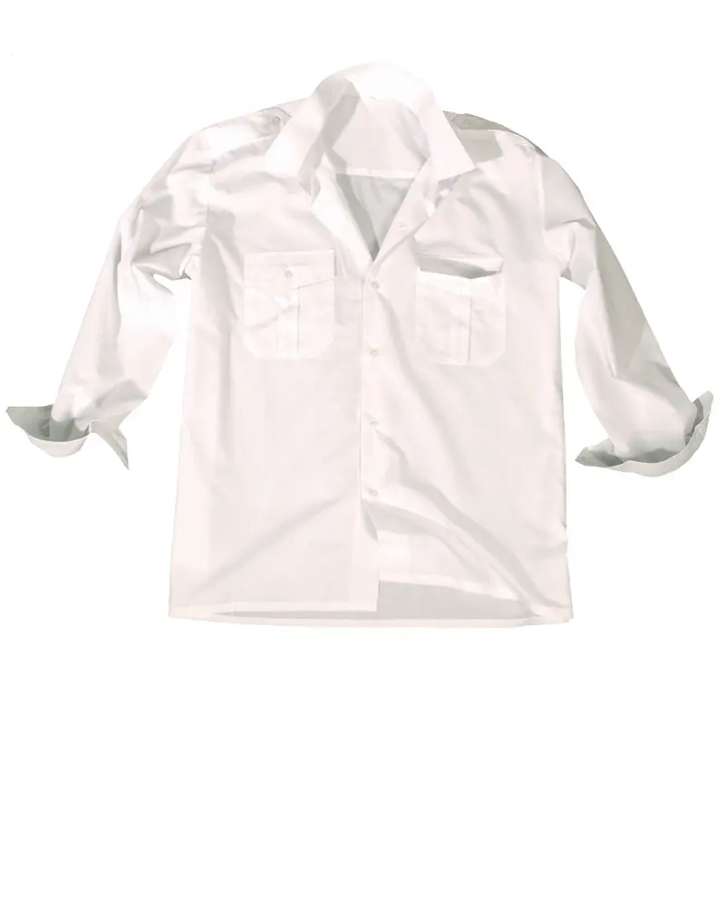 Mil-Tec Camisa de Servicio Manga Larga Blanca - Ropa Profesional de Trabajo