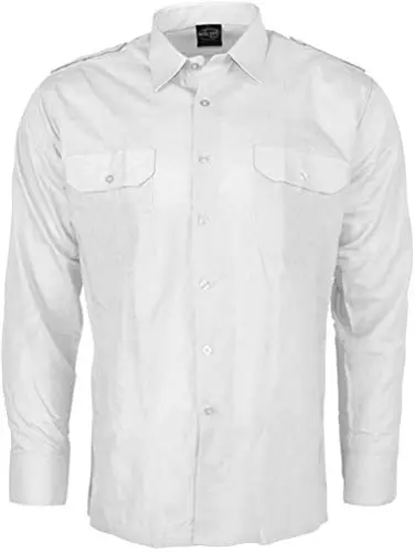 Mil-Tec Camisa de Servicio Manga Larga Blanca - Uniforme Profesional