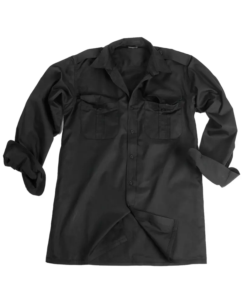 Mil-Tec Camisa de Servicio Manga Larga Negra - Ropa Táctica Profesional