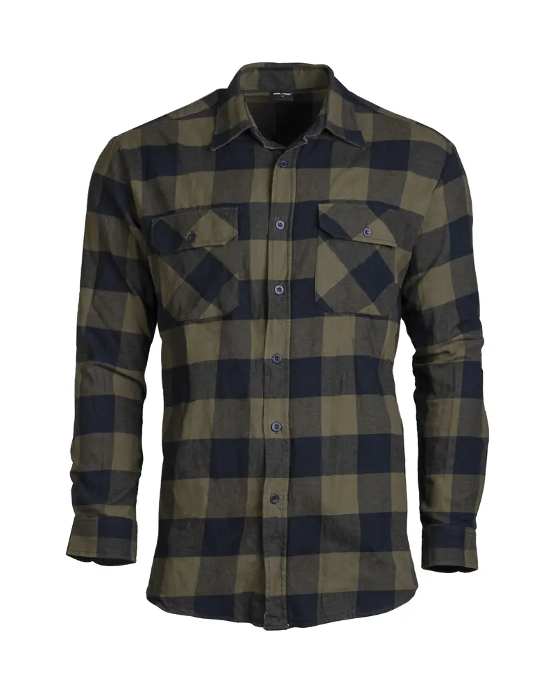 Mil-Tec Camisa Leñador Ligera Negro/Oliva - Camisa Táctica Outdoor