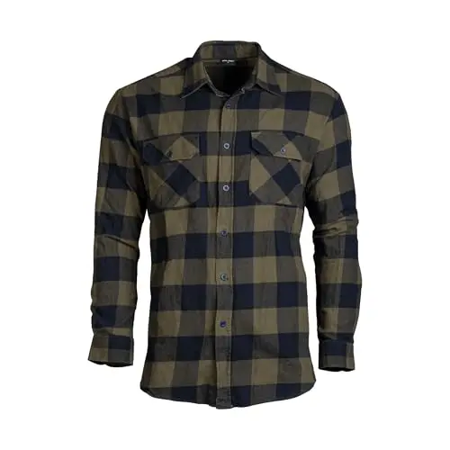 Mil-Tec Camisa Leñador Ligera Negro/Oliva - Holzfällerhemd Resistente