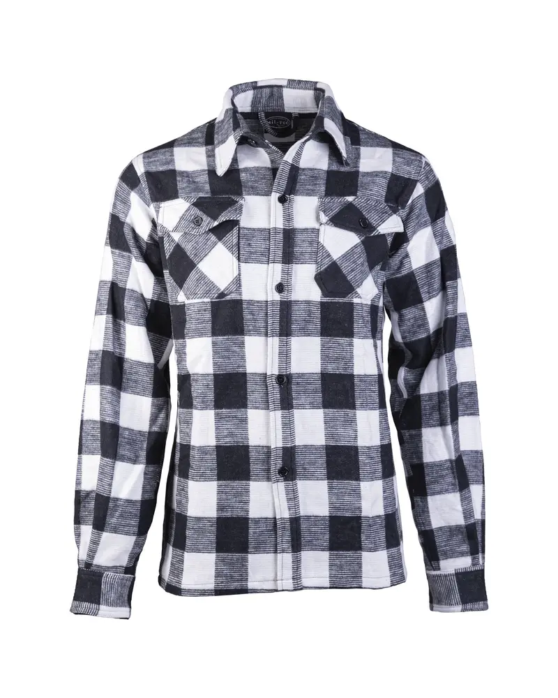Mil-Tec Camisa Leñador Negra y Blanca - Holzfällerhemd Trabajo Resistente