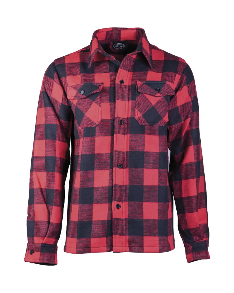 Mil-Tec Camisa Leñador Negro/Rojo - Ropa de Trabajo Resistente