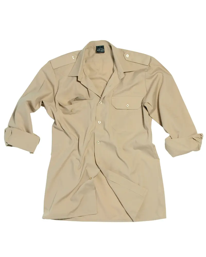 Mil-Tec Camisa Militar Manga Larga Khaki - Estilo Táctico Profesional