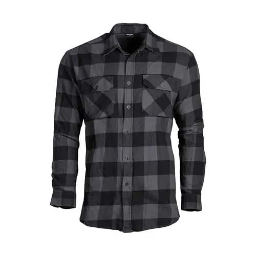 Mil-Tec Camisa Táctica Negro/Gris 904 - Ropa de Trabajo Resistente