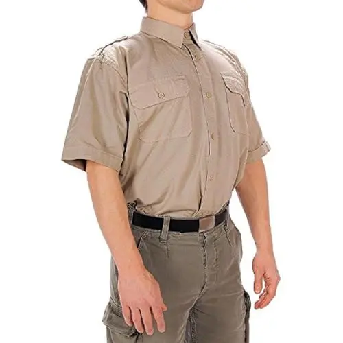 Mil-Tec Camisa Tropical Manga Corta Cotton Khaki - Ropa de Trabajo