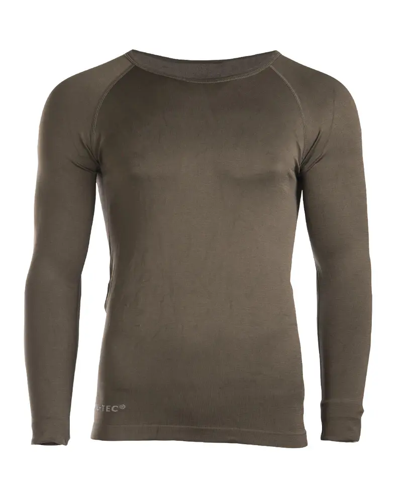 Mil-Tec Camiseta Interior Térmica Manga Larga Verde Oliva - Ropa Base Técnica Outdoor
