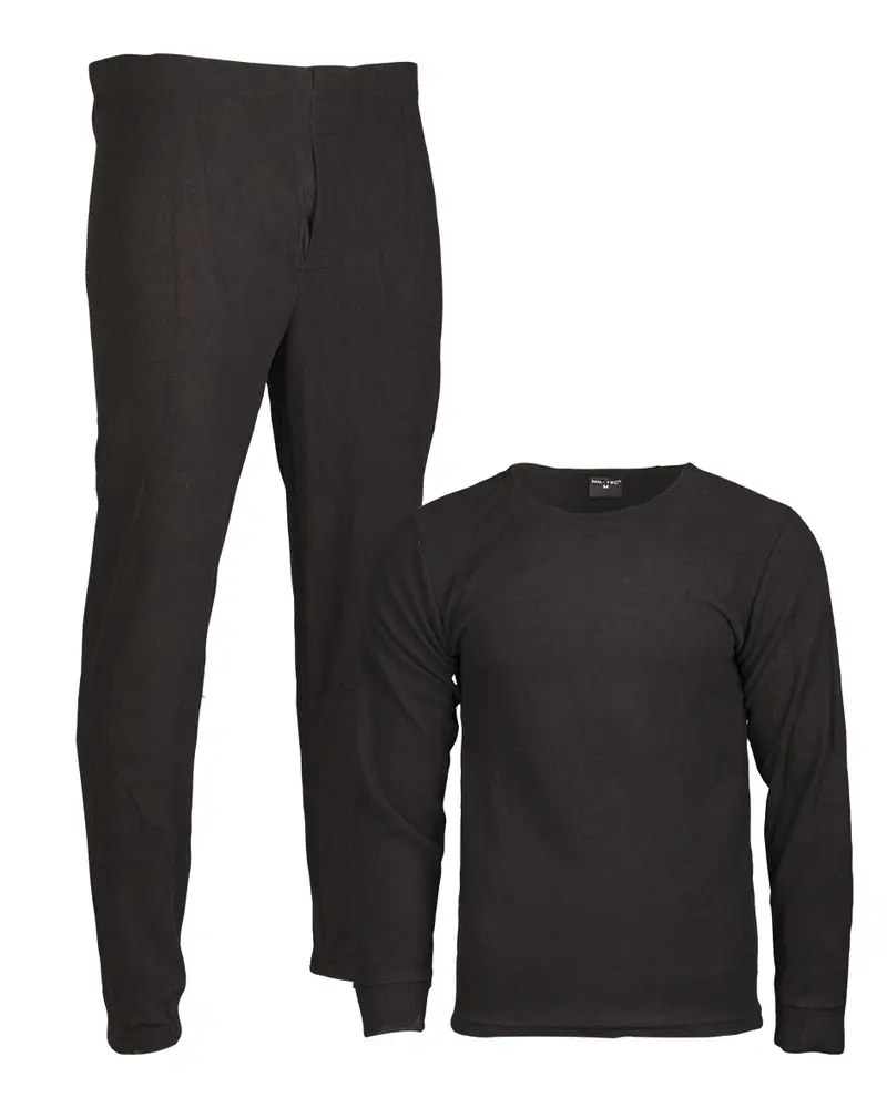 Mil-Tec Camiseta Interior Térmica Thermofleece Cuello Redondo Negra