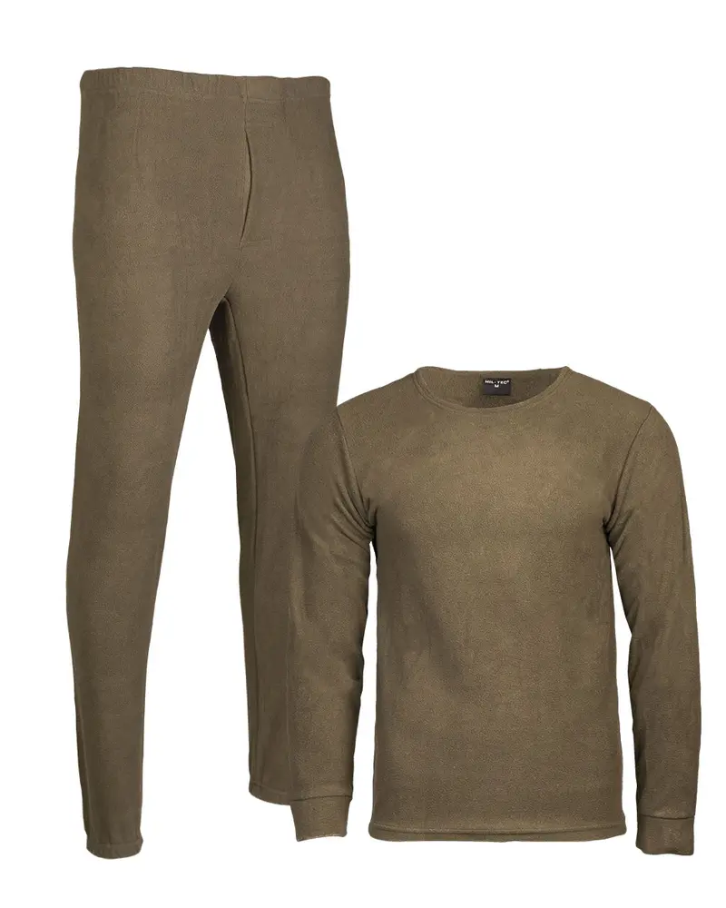 Mil-Tec Camiseta Interior Térmica Thermofleece Cuello Redondo Verde Oliva