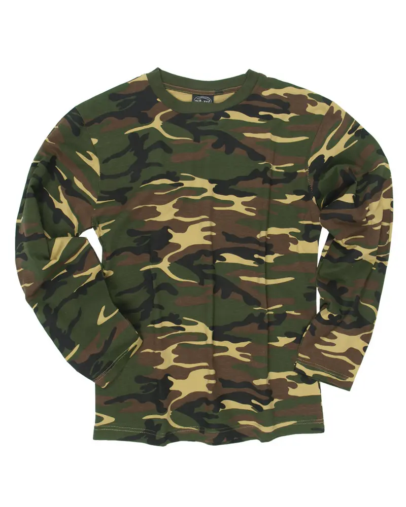 Mil-Tec Camiseta Manga Larga CO Woodland - Patrón Militar Auténtico