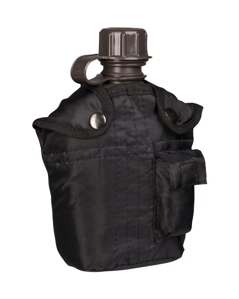 Mil-Tec Cantimplora Militar Táctica 1 Litro con Funda Negra