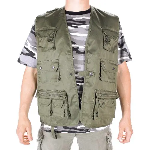 Mil-Tec Chaleco de Caza y Pesca Hombre Evergreen - Verde Oliva XXL