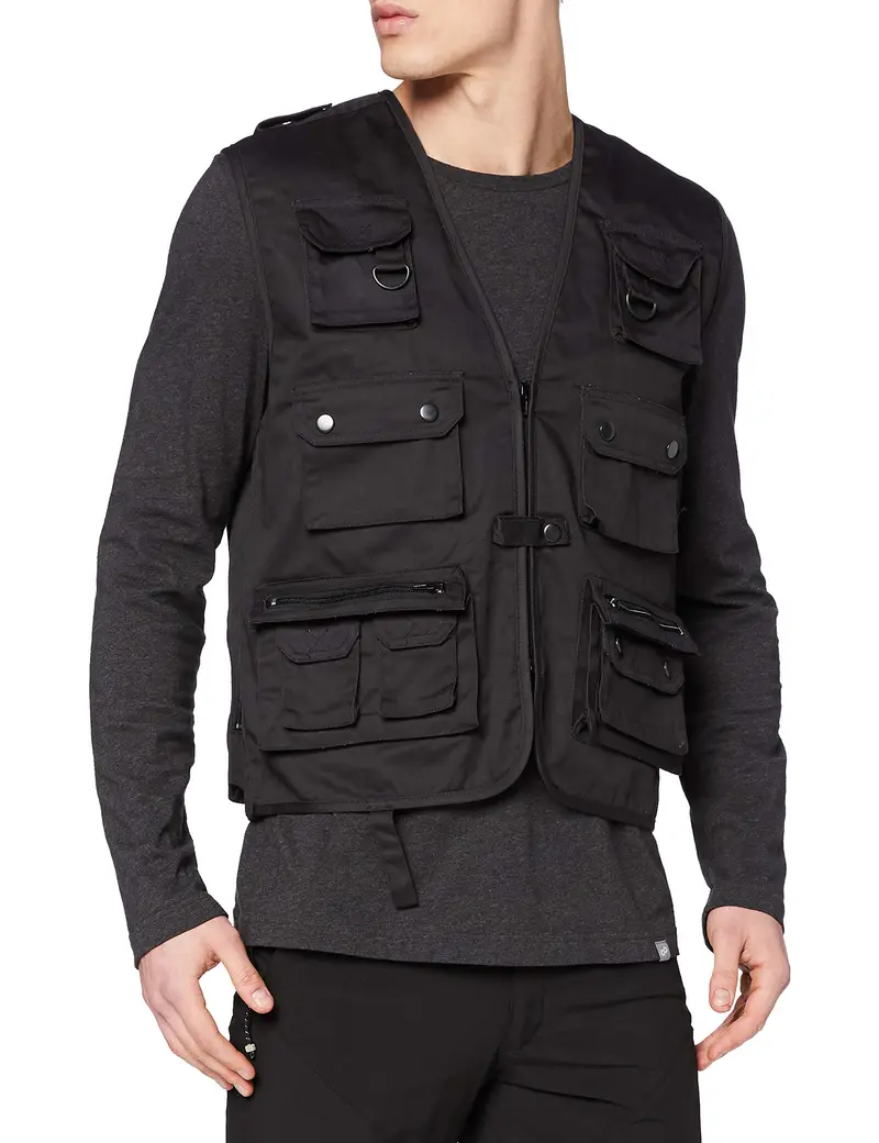 Mil-Tec Chaleco de Caza y Pesca Negro - Talla S