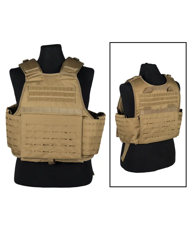 Mil-Tec Chaleco Táctico Laser Cut Carrier Coyote - Sistema MOLLE Modular